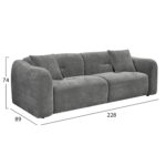 ΚΑΝΑΠΕΣ 3-ΘΕΣΙΟΣ JUNOA LH10.3333.01 ΓΚΡΙ ΥΦΑΣΜΑ 228x89x74Υεκ - Image 2