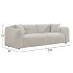 ΚΑΝΑΠΕΣ 3-ΘΕΣΙΟΣ JUNOA LH10.3333.02 ΕΚΡΟΥ ΥΦΑΣΜΑ 228x89x74Υεκ - Image 2