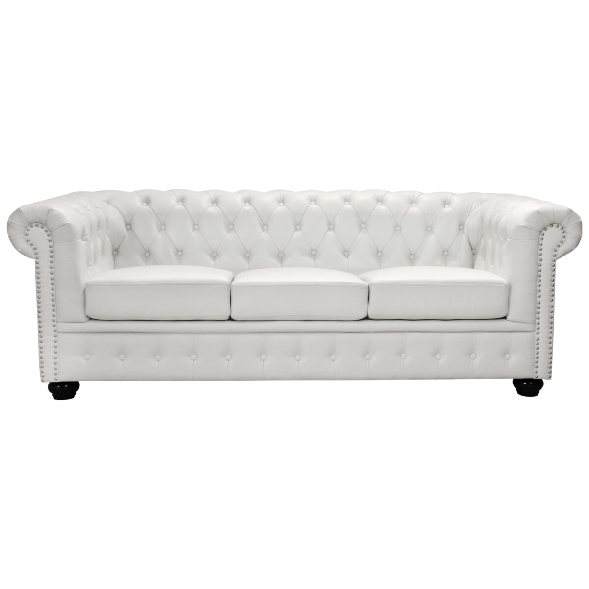 ΚΑΝΑΠΕΣ 3ΘΕΣΙΟΣ T.CHESTERFIELD LH10.3009.02 ΤΕΧΝΟΔΕΡΜΑ ΛΕΥΚΟ ΜΑΤ 208x90x73 εκ. - Image 1