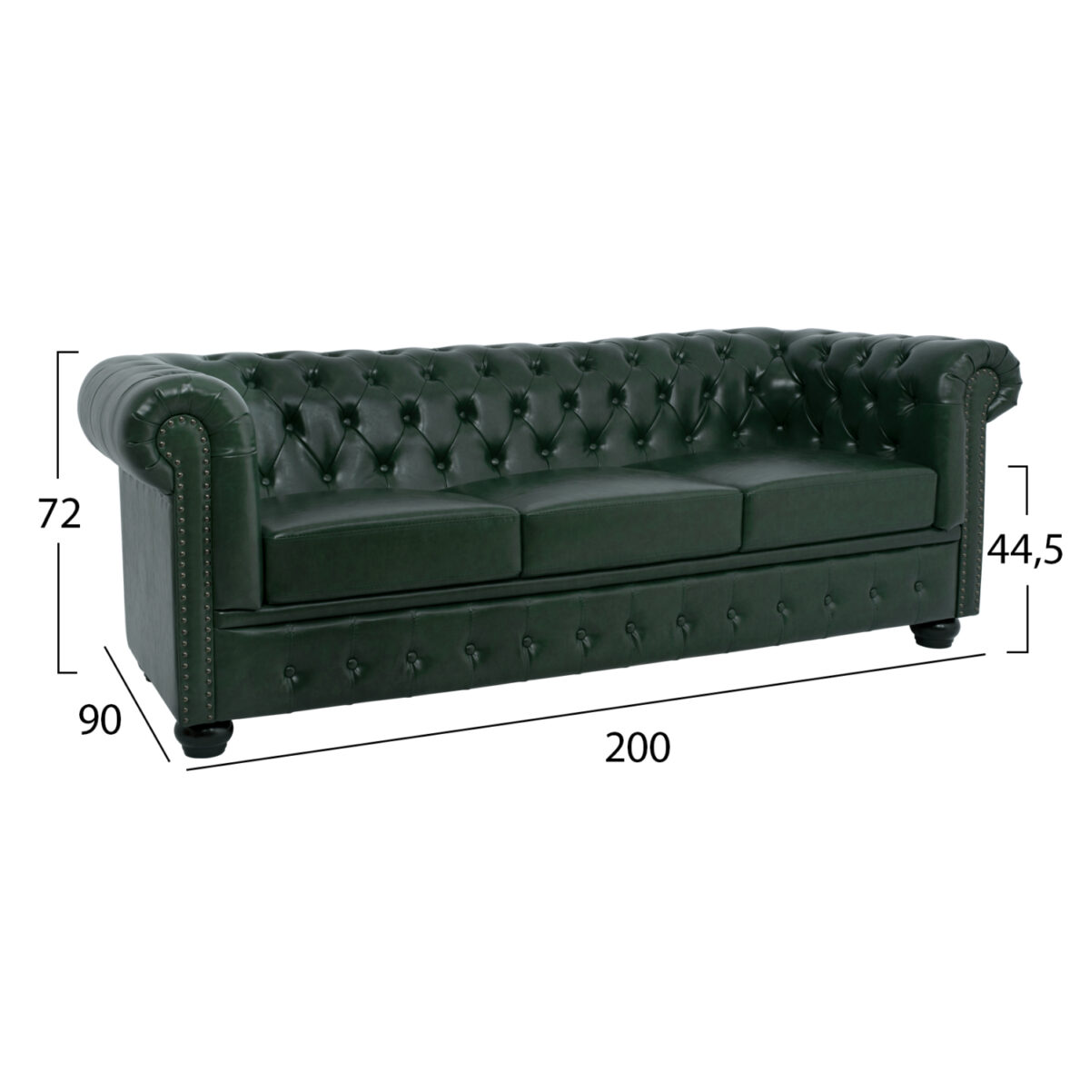ΚΑΝΑΠΕΣ 3ΘΕΣΙΟΣ T.CHESTERFIELD LH10.3009.08 ΤΕΧΝΟΔΕΡΜΑ ΚΥΠΑΡΙΣΣΙ 208x90x73 εκ. - Image 2