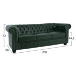 ΚΑΝΑΠΕΣ 3ΘΕΣΙΟΣ T.CHESTERFIELD LH10.3009.08 ΤΕΧΝΟΔΕΡΜΑ ΚΥΠΑΡΙΣΣΙ 208x90x73 εκ. - Image 2