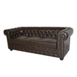 ΚΑΝΑΠΕΣ 3ΘΕΣΙΟΣ T.CHESTERFIELD LH10.3009.01 ΤΕΧΝΟΔΕΡΜΑ ΣΚΟΥΡΟ ΚΑΦΕ 208x90x73Υ εκ. - Image 3