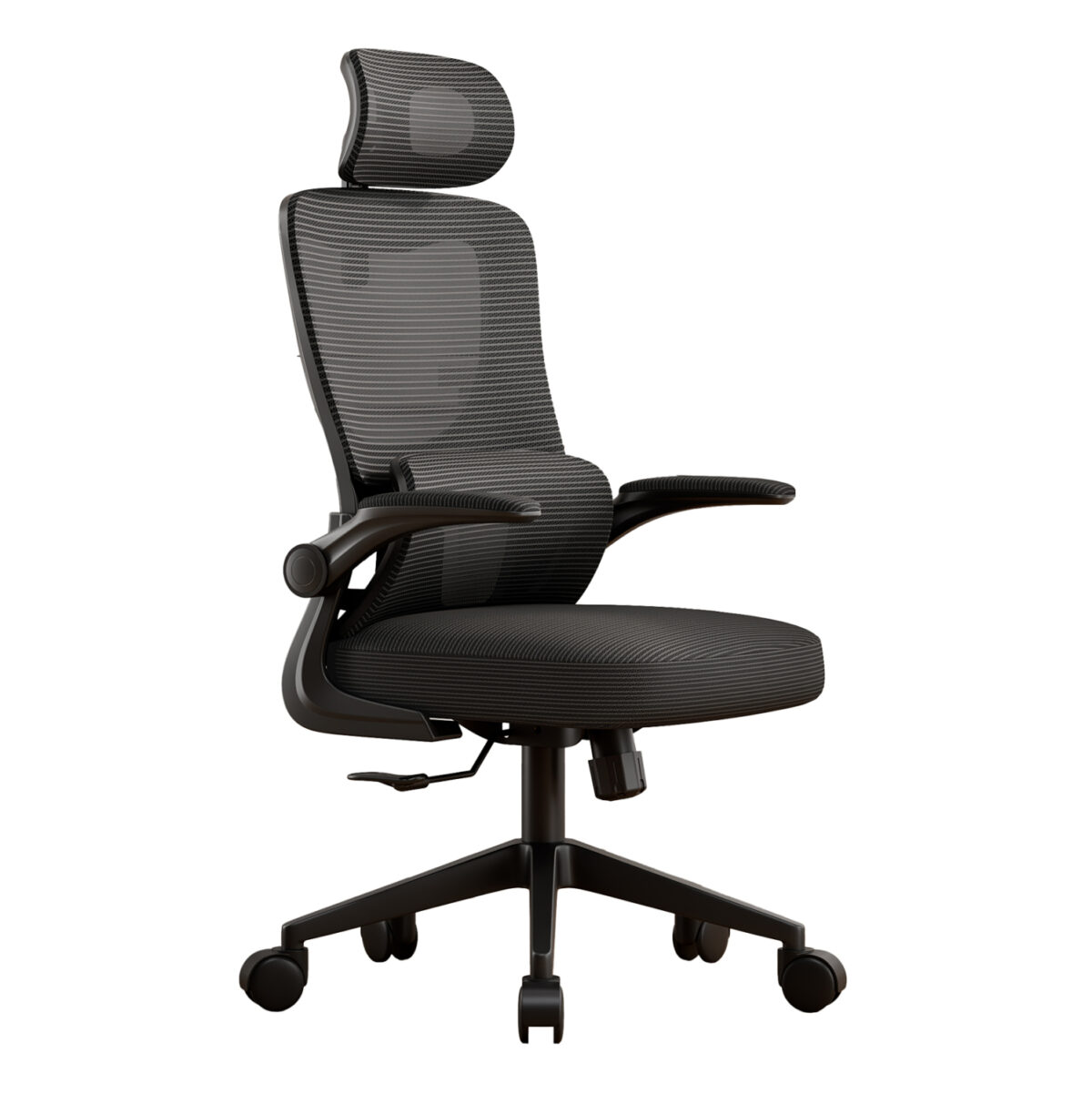 ΚΑΡΕΚΛΑ ΓΡΑΦΕΙΟΥ KESI LH10.1222.01 ΜΑΥΡO MESH & PP 52x50x122Υεκ. - Image 1