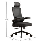ΚΑΡΕΚΛΑ ΓΡΑΦΕΙΟΥ KESI LH10.1222.01 ΜΑΥΡO MESH & PP 52x50x122Υεκ. - Image 3