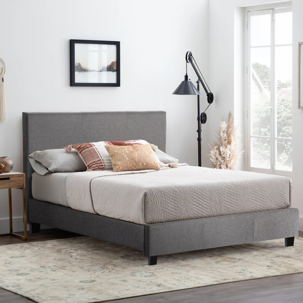 ΚΡΕΒΑΤΙ BECCA ΑΠΟ ΥΦΑΣΜΑ ΓΚΡΙ LH10.553.11 ΓΙΑ ΣΤΡΩΜΑ 150x200 EK. - Image 2