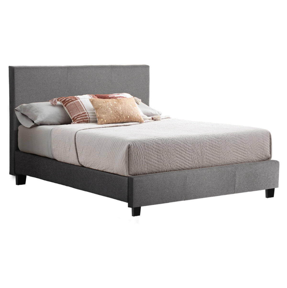 ΚΡΕΒΑΤΙ BECCA ΑΠΟ ΥΦΑΣΜΑ ΓΚΡΙ LH10.553.11 ΓΙΑ ΣΤΡΩΜΑ 150x200 EK. - Image 1