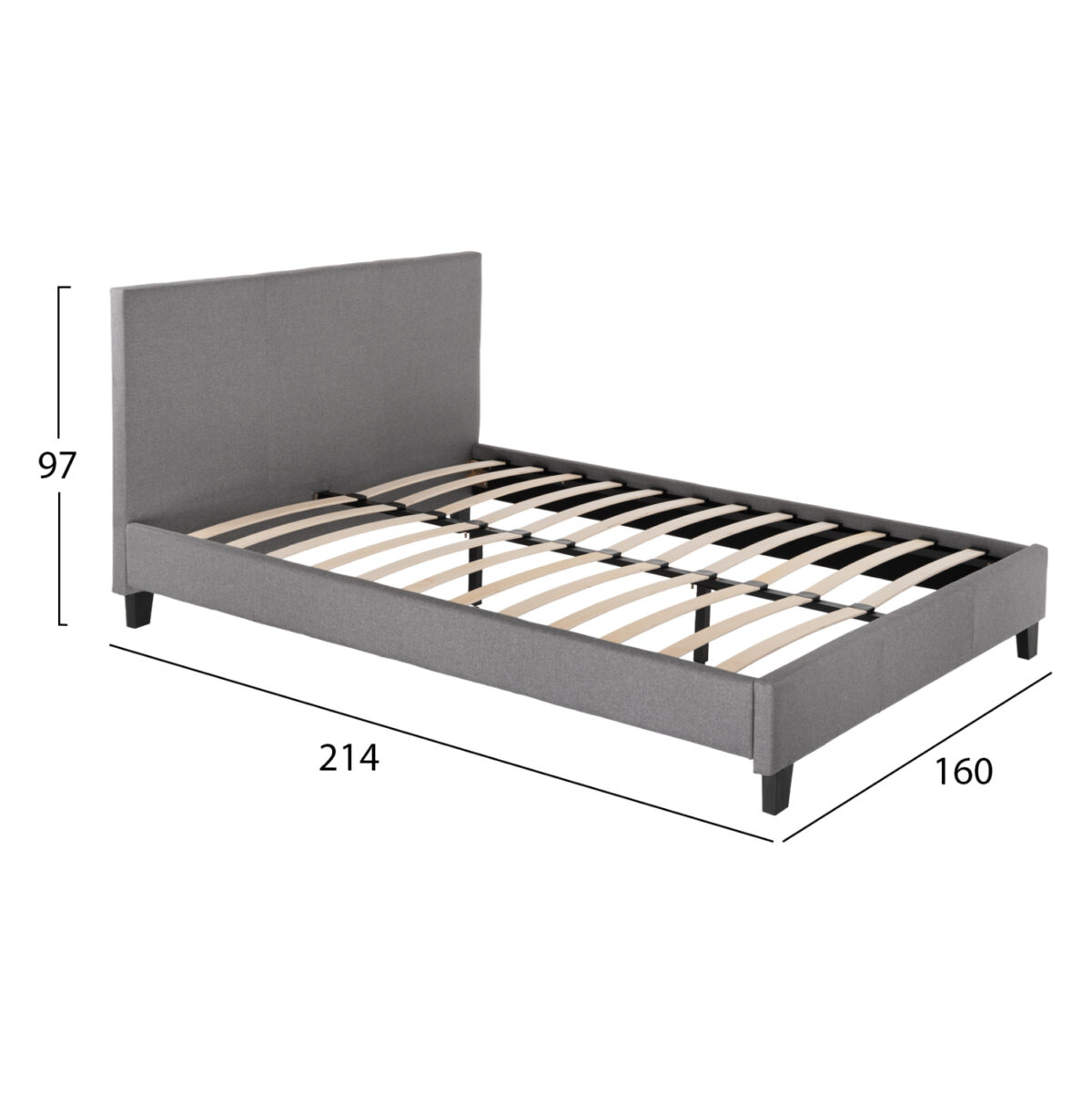 ΚΡΕΒΑΤΙ BECCA ΑΠΟ ΥΦΑΣΜΑ ΓΚΡΙ LH10.553.11 ΓΙΑ ΣΤΡΩΜΑ 150x200 EK. - Image 3