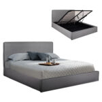 ΚΡΕΒΑΤΙ ALLIE LH10.584.01 160x200 εκ. ΜΕ ΑΠΟΘΗΚΕΥΤΙΚΟ ΧΩΡΟ ΓΚΡΙ ΥΦΑΣΜΑ