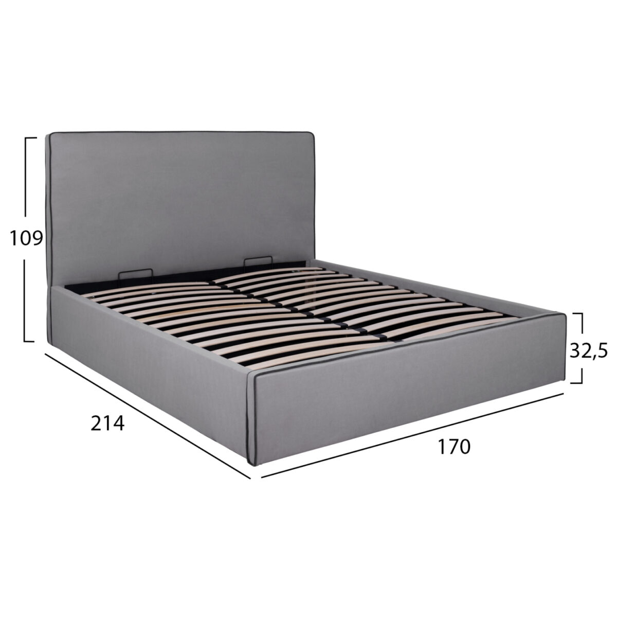 ΚΡΕΒΑΤΙ ALLIE LH10.584.01 160x200 εκ. ΜΕ ΑΠΟΘΗΚΕΥΤΙΚΟ ΧΩΡΟ ΓΚΡΙ ΥΦΑΣΜΑ - Image 3