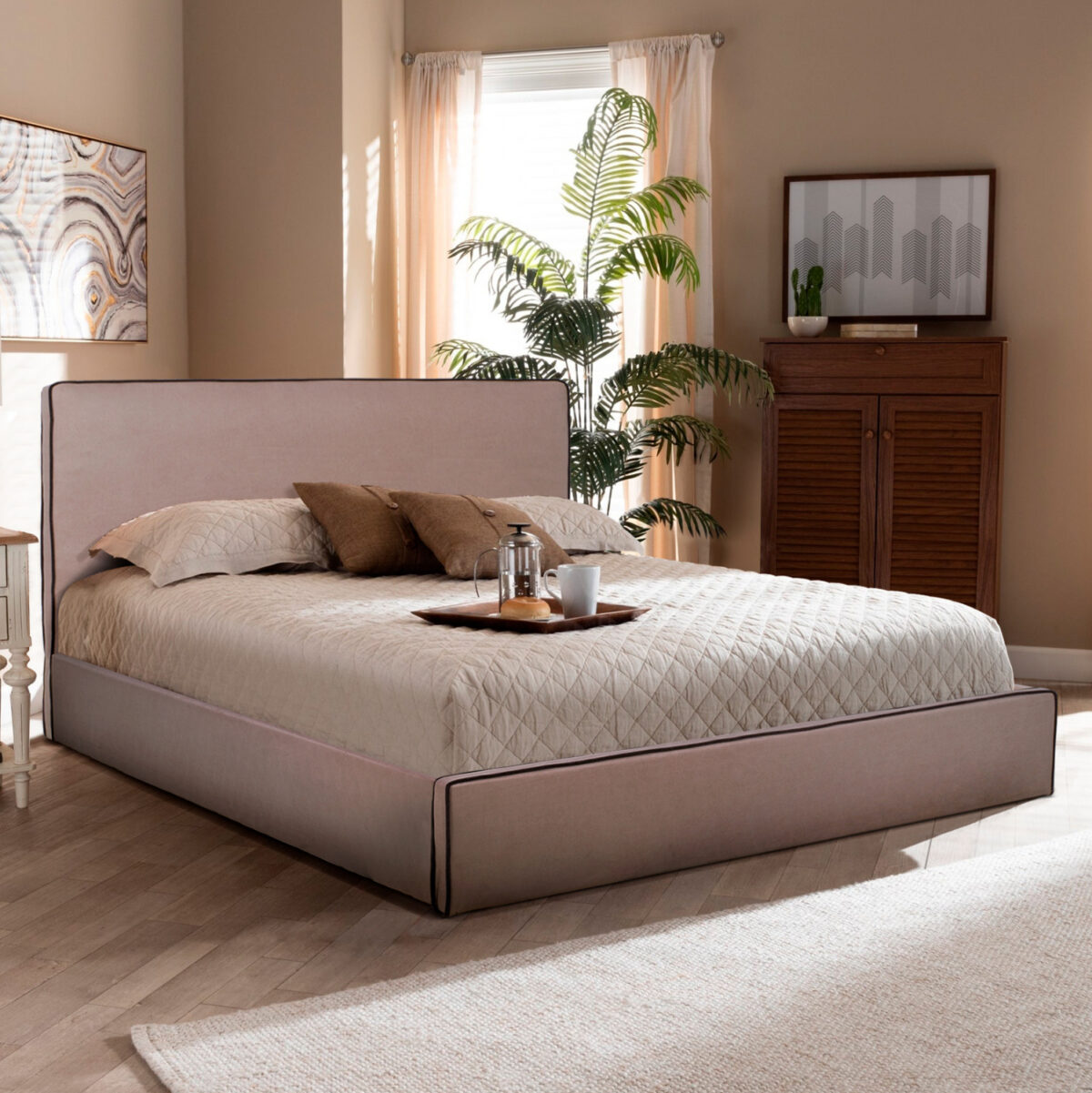 ΚΡΕΒΑΤΙ ALLIE LH10.584.02 160x200 εκ. ΜΕ ΑΠΟΘΗΚΕΥΤΙΚΟ ΧΩΡΟ ΜΠΕΖ ΥΦΑΣΜΑ - Image 2