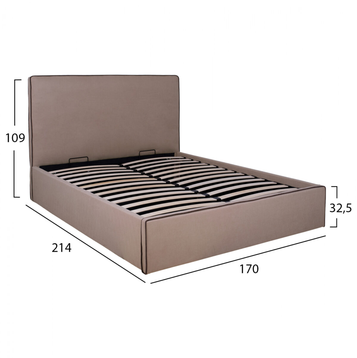 ΚΡΕΒΑΤΙ ALLIE LH10.584.02 160x200 εκ. ΜΕ ΑΠΟΘΗΚΕΥΤΙΚΟ ΧΩΡΟ ΜΠΕΖ ΥΦΑΣΜΑ - Image 3