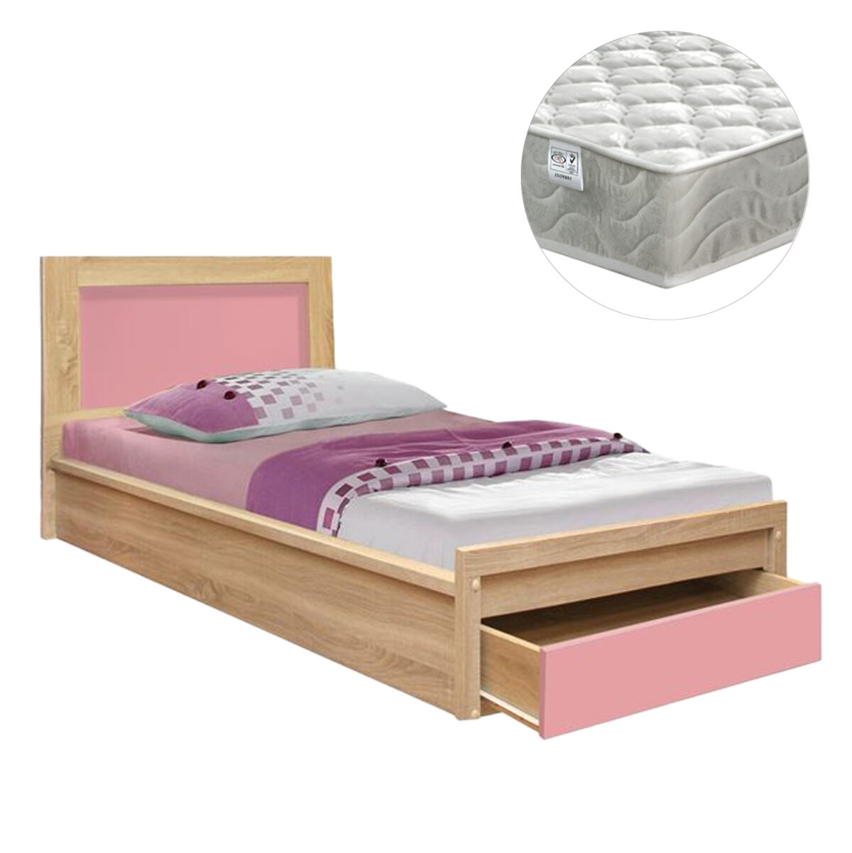 ΚΡΕΒΑΤΙ ΠΑΙΔΙΚΟ ΜΕ ΣΥΡΤΑΡΙ PLAYROOM LH10.21326.01 ΜΕΛΑΜΙΝΗ SONAMA/ΡΟΖ--ΜΕ ΣΤΡΩΜΑ 90x190εκ - Image 1