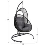 ΚΡΕΜΑΣΤΗ ΦΩΛΙΑ RULER LH10.6083 ΜΑΥΡΟ ΜΕΤΑΛΛΟ ΚΑΙ ΣΥΝΘ.RATTAN-ΓΚΡΙ ΜΑΞΙΛΑΡΙ 120x110x190Υ - Image 2