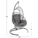 ΚΡΕΜΑΣΤΗ ΦΩΛΙΑ RULER LH10.6083.02 ΚΑΠΟΥΤΣΙΝΟ ΜΕΤΑΛ.-ΦΥΣΙΚΟ P.E.RATTAN-ΓΚΡΙ ΜΑΞΙΛΑΡΙ 120x110x190Υ - Image 2