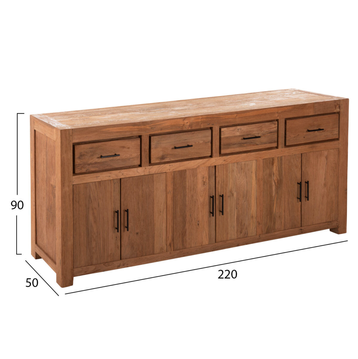 ΜΠΟΥΦΕΣ GRAYSON LH10.9802 ΑΝΑΚΥΚΛΩΜΕΝΟ ΞΥΛΟ TEAK ΣΕ ΦΥΣΙΚΟ 220x50x90Υεκ. - Image 2