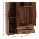 ΝΤΟΥΛΑΠΑ 3ΦΥΛΛΗ ΜΕ 2 ΣΥΡΤΑΡΙΑ HARRY LH10.18390.01 ΜΕΛΑΜΙΝΗ ΦΥΣΙΚΟ & ΜΑΥΡΟ 150x55x180Υεκ - Image 2