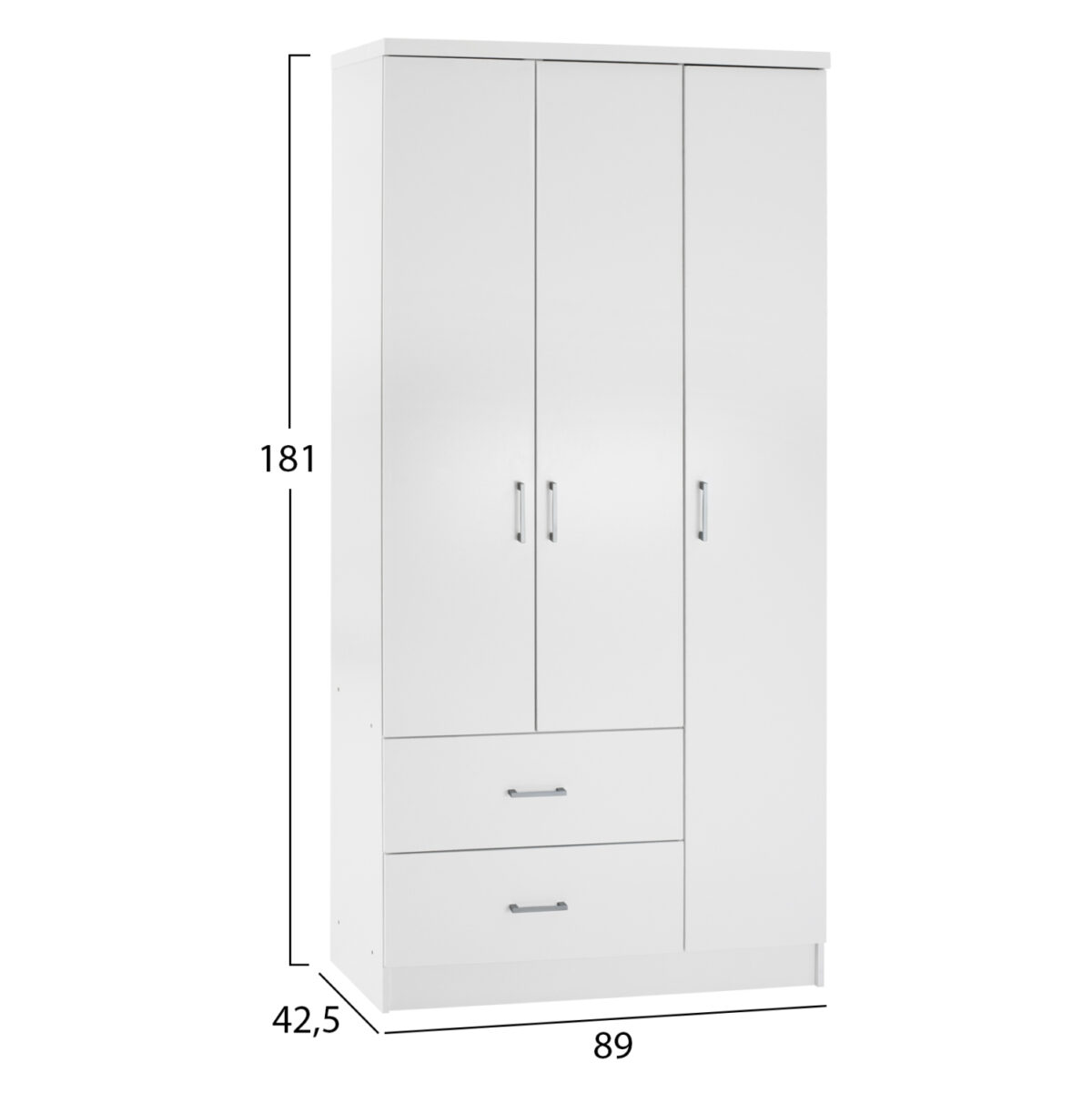 ΝΤΟΥΛΑΠΑ 3ΦΥΛΛΗ ME 2 ΣΥΡΤΑΡΙΑ CAESAR LH10.340.05 ΛΕΥΚΗ 89x42,5x181 εκ. - Image 2