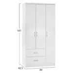 ΝΤΟΥΛΑΠΑ 3ΦΥΛΛΗ ME 2 ΣΥΡΤΑΡΙΑ CAESAR LH10.340.05 ΛΕΥΚΗ 89x42,5x181 εκ. - Image 2