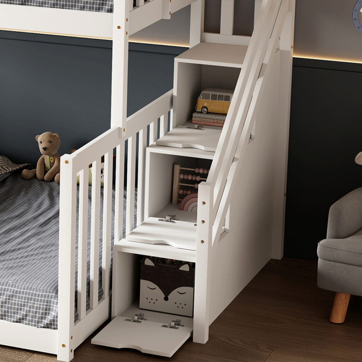 ΠΑΙΔΙΚH ΚΟΥΚΕΤΑ τ.MONTESSORI BEAMER LH10.711.03 ΞΥΛΟ ΠΕΥΚΟΥ ΣΕ ΛΕΥΚΟ-ΣΤΡΩΜΑΤΑ 90-140x190εκ - Image 3