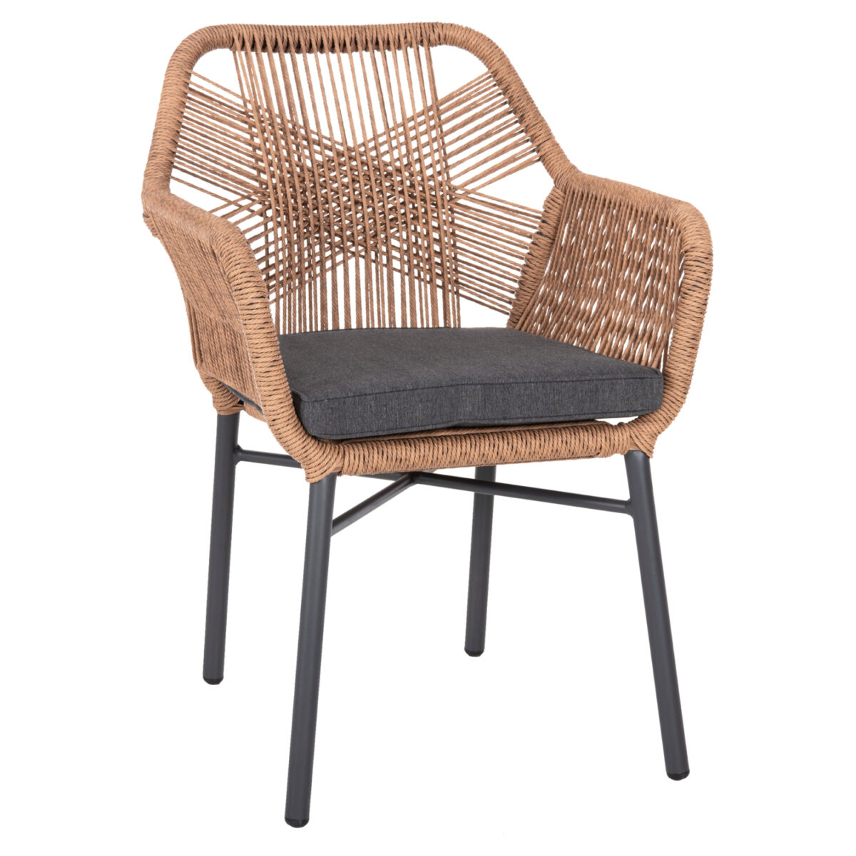 ΠΟΛΥΘΡΟΝΑ TOPIN LH10.6048.03 ΑΛΟΥΜΙΝΙΟ ΑΝΘΡΑΚΙ-P.E. RATTAN ΜΠΕΖ-ΜΑΞΙΛΑΡΙ ΑΝΘΡΑΚΙ - Image 1