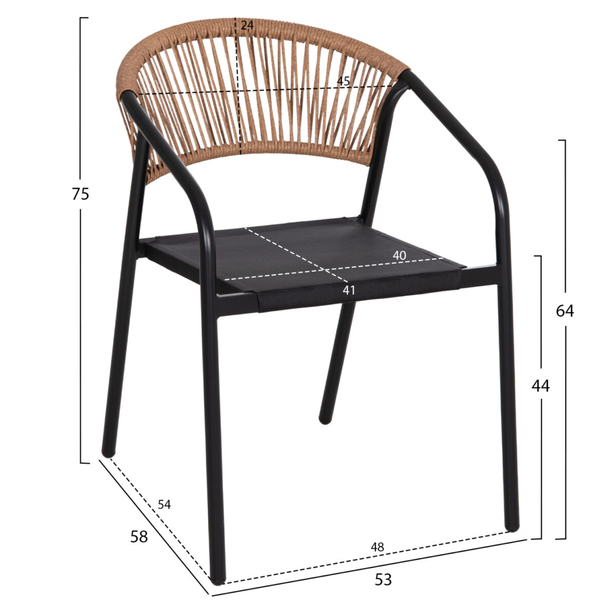ΠΟΛΥΘΡΟΝΑ HOMAN LH10.6430.03 ΜΑΥΡΟ ΜΕΤΑΛΛΟ & TEXTILENE--ΜΠΕΖ P.E.RATTAN 53x58x75Υεκ - Image 2