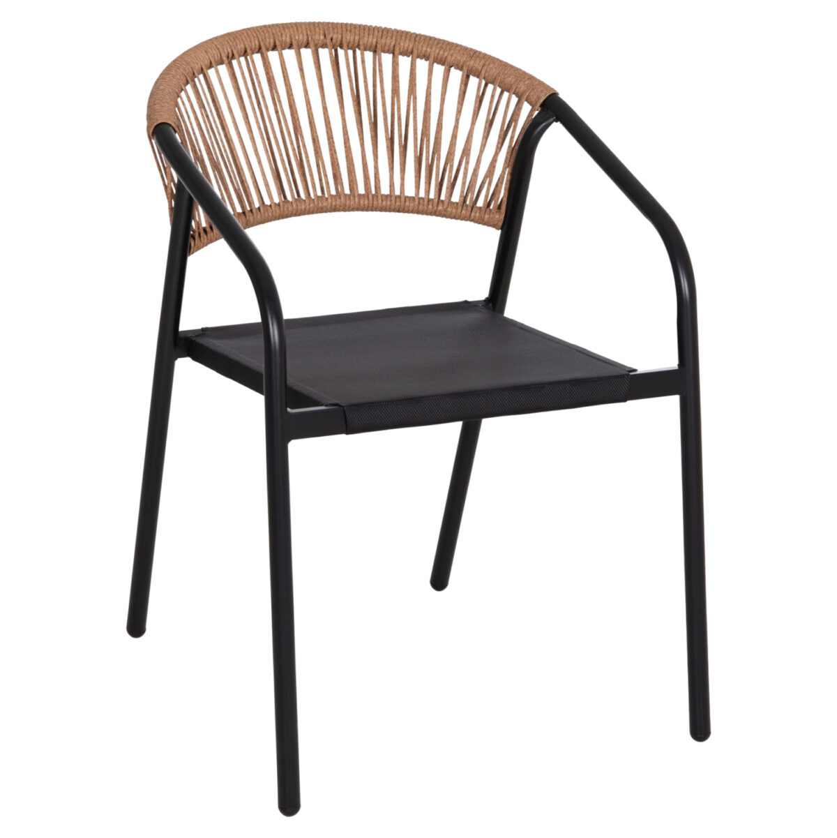 ΠΟΛΥΘΡΟΝΑ HOMAN LH10.6430.03 ΜΑΥΡΟ ΜΕΤΑΛΛΟ & TEXTILENE--ΜΠΕΖ P.E.RATTAN 53x58x75Υεκ - Image 1