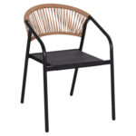 ΠΟΛΥΘΡΟΝΑ HOMAN LH10.6430.03 ΜΑΥΡΟ ΜΕΤΑΛΛΟ & TEXTILENE--ΜΠΕΖ P.E.RATTAN 53x58x75Υεκ