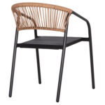 ΠΟΛΥΘΡΟΝΑ HOMAN LH10.6430.03 ΜΑΥΡΟ ΜΕΤΑΛΛΟ & TEXTILENE--ΜΠΕΖ P.E.RATTAN 53x58x75Υεκ - Image 5