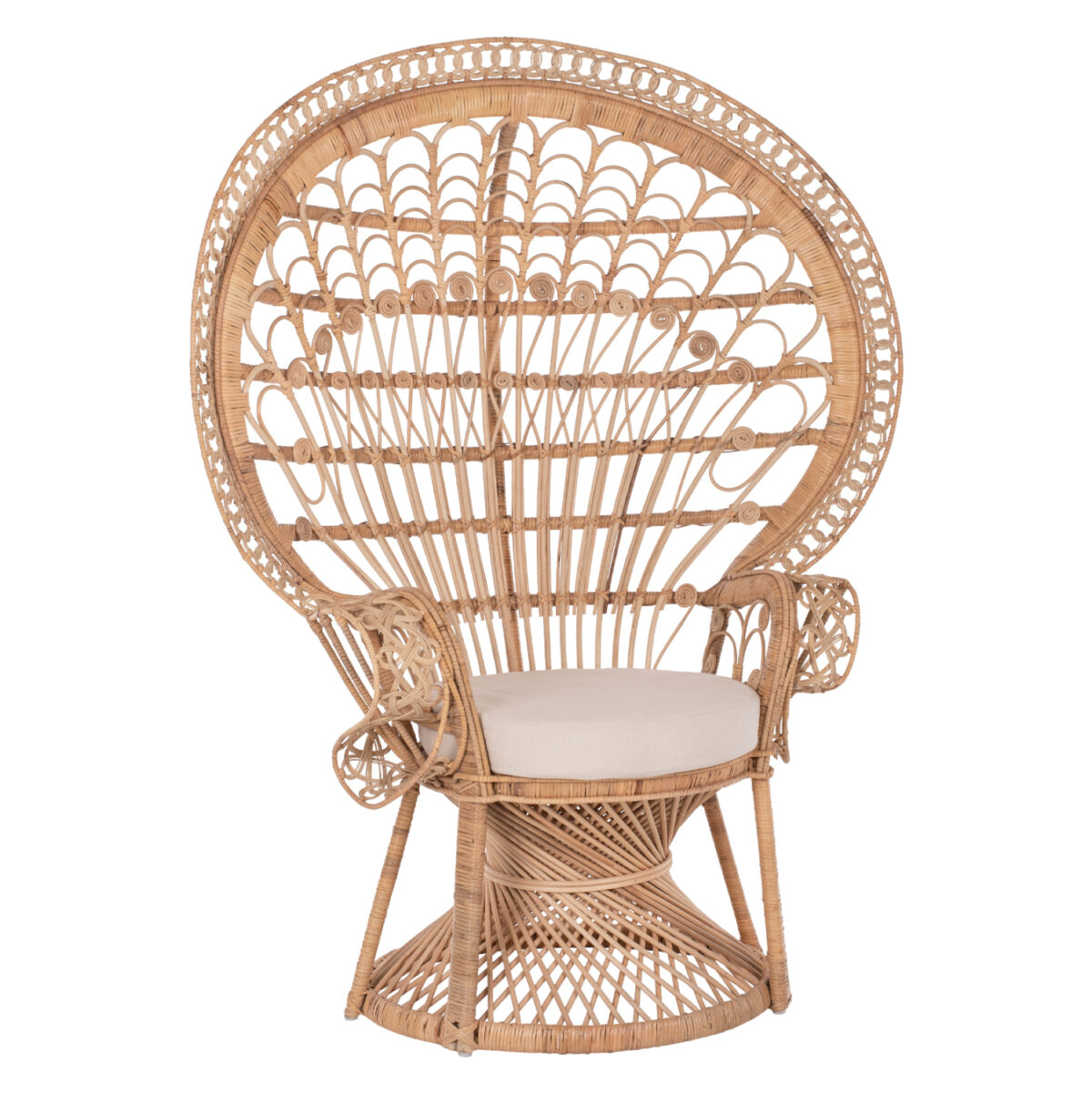 ΠΟΛΥΘΡΟΝΑ ROYAL PEACOCK LH10.9342 RATTAN ΣΕ ΦΥΣΙΚΟ-ΜΑΞΙΛΑΡΙ ΜΠΕΖ 114x72x150Yεκ. - Image 1