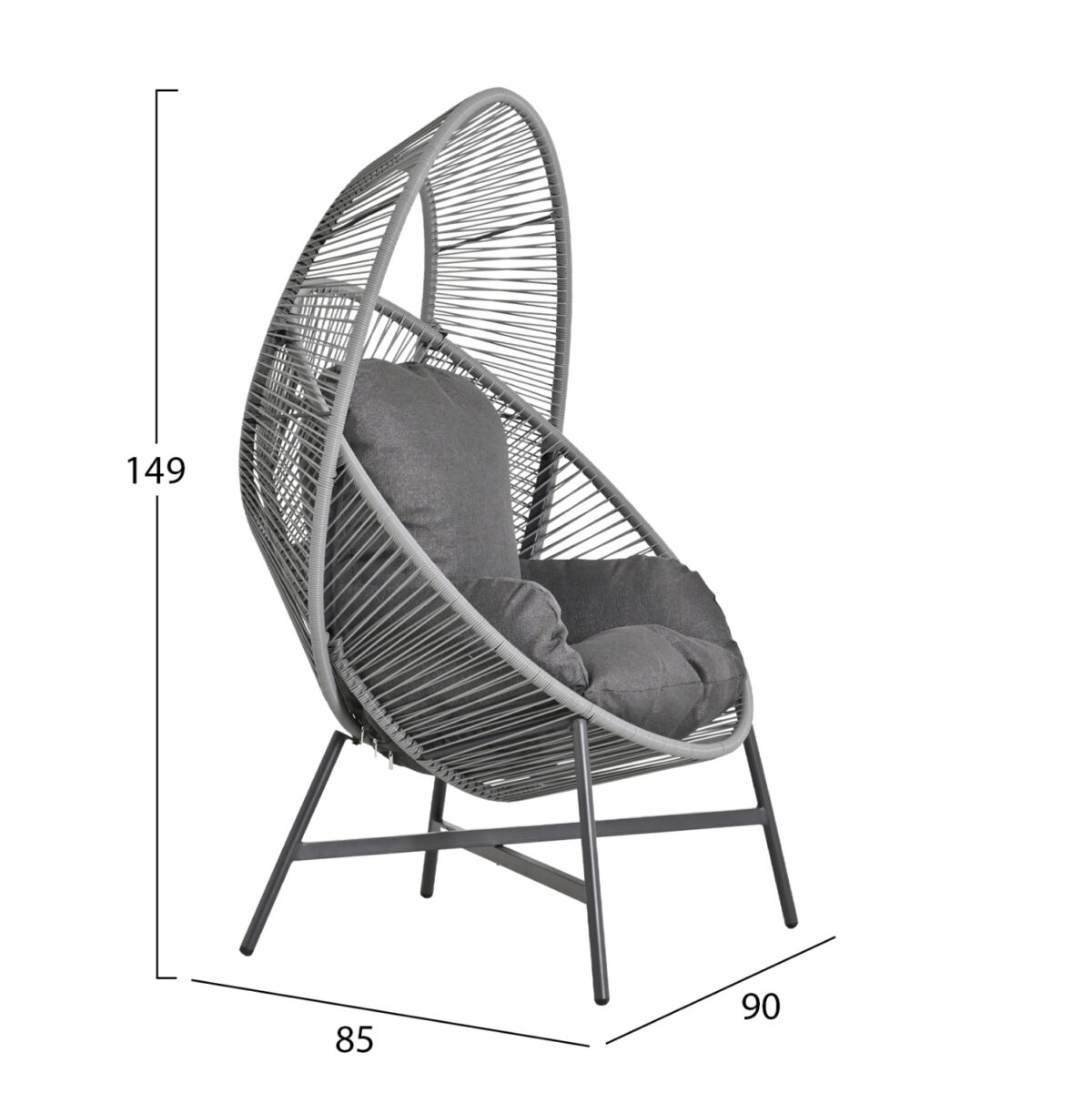 ΠΟΛΥΘΡΟΝΑ-ΦΩΛΙΑ RULER LH10.6506.01 ΓΚΡΙ ΜΕΤΑΛΛΟ-P.E.RATTAN-ΜΑΞΙΛΑΡΙΑ 90x85x149Υεκ - Image 2