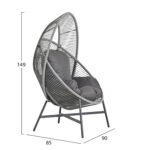 ΠΟΛΥΘΡΟΝΑ-ΦΩΛΙΑ RULER LH10.6506.01 ΓΚΡΙ ΜΕΤΑΛΛΟ-P.E.RATTAN-ΜΑΞΙΛΑΡΙΑ 90x85x149Υεκ - Image 2