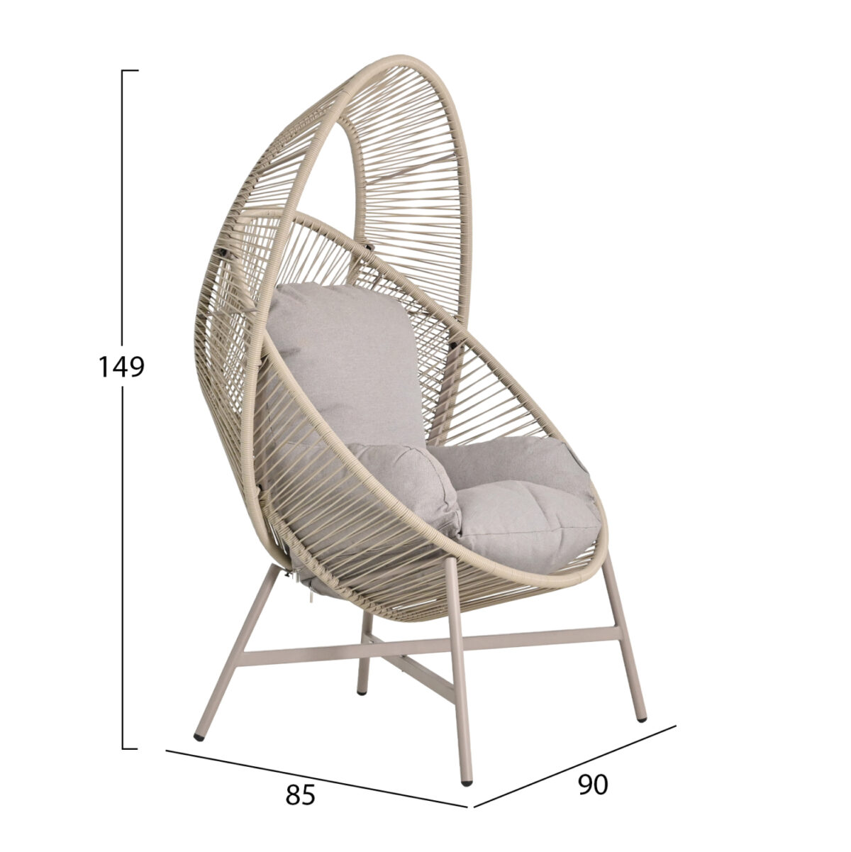 ΠΟΛΥΘΡΟΝΑ-ΦΩΛΙΑ RULER LH10.6506.02 ΜΟΚΑ ΜΕΤΑΛΛΟ-P.E.RATTAN--ΓΚΡΙ ΜΑΞΙΛΑΡΙΑ 90x85x149Υεκ - Image 2