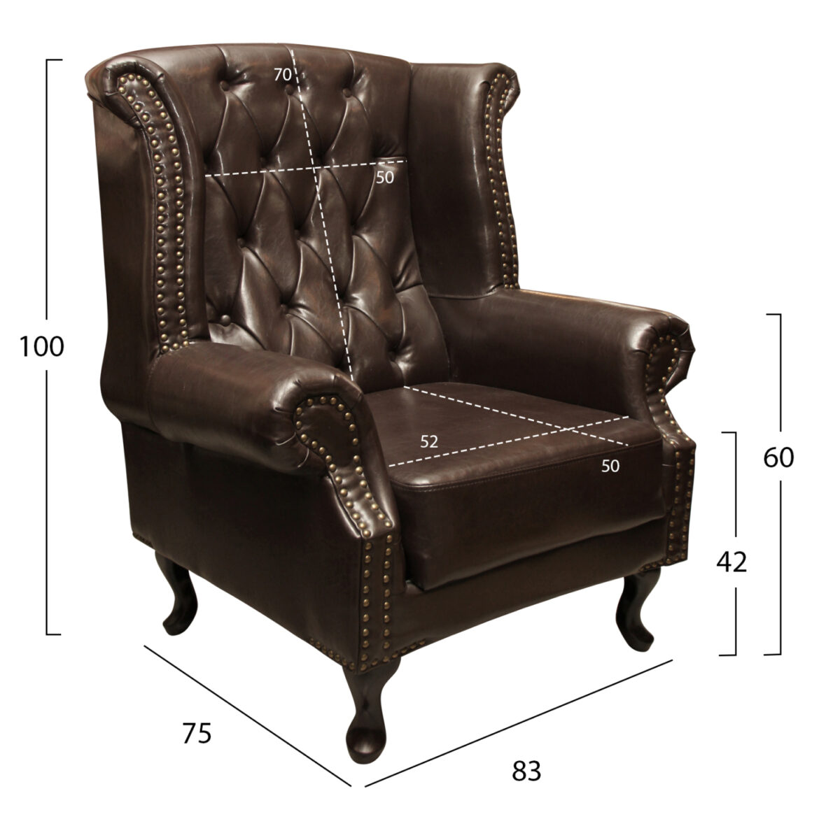 ΠΟΛΥΘΡΟΝΑ-ΜΠΕΡΖΕΡΑ T.CHESTERFIELD POLINA LH10.0053.01 PU ΣΚ.ΚΑΦΕ 83x75x107 εκ. - Image 2