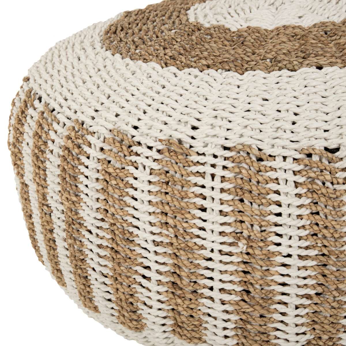 ΠΟΥΦ ΣΚΑΜΠΟ SARONI LH10.7851.01 SEAGRASS ΣΕ ΦΥΣΙΚΟ-ΛΕΥΚΟ ΧΡΩΜΑ Φ60x35Yεκ. - Image 3