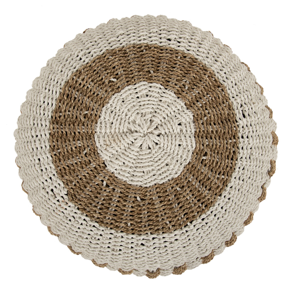 ΠΟΥΦ ΣΚΑΜΠΟ SARONI LH10.7851.01 SEAGRASS ΣΕ ΦΥΣΙΚΟ-ΛΕΥΚΟ ΧΡΩΜΑ Φ60x35Yεκ. - Image 5