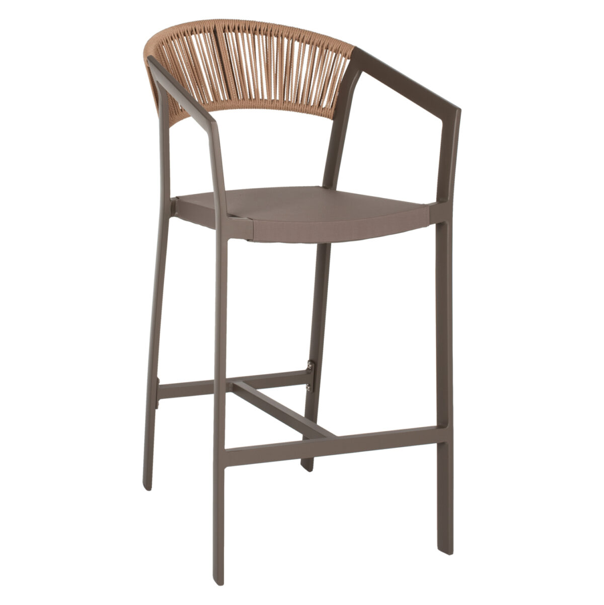 ΣΚΑΜΠΟ ΑΛΟΥΜΙΝΙΟΥ MIRI ΣΑΜΠΑΝΙ ΜΕ ΜΠΡΑΤΣΑ RATTAN & TEXTLINE 56x58x105Yεκ.LH10.5892.23 - Image 1