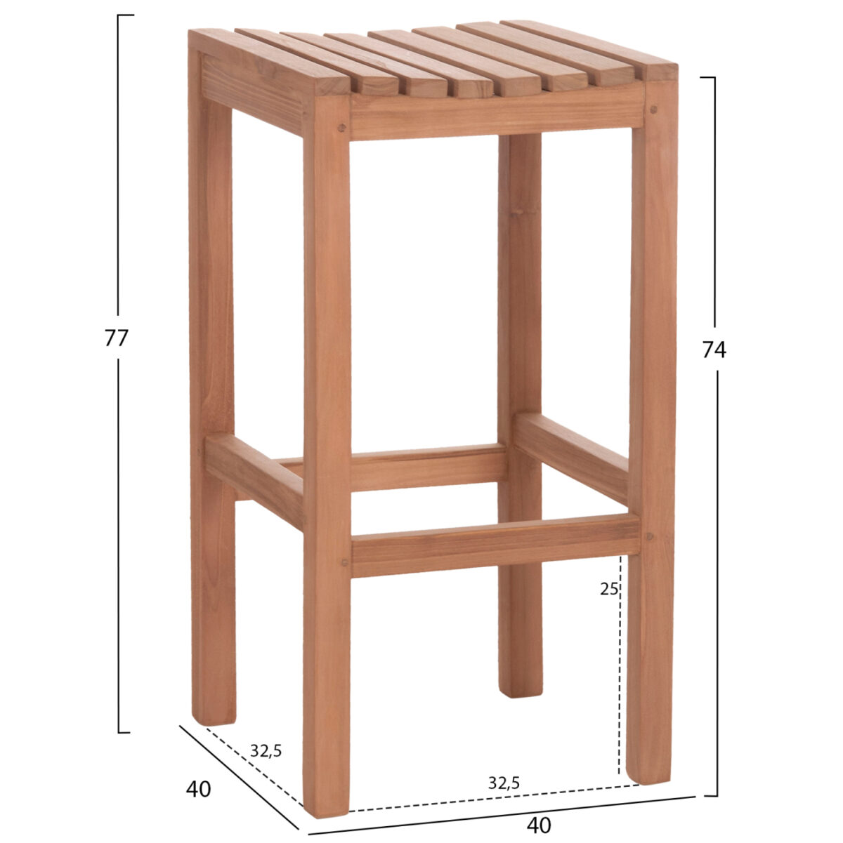 ΣΚΑΜΠΟ ΜΠΑΡ NIKOL LH10.18109 ΞΥΛΟ ΤΕΑΚ ΣΕ ΦΥΣΙΚΟ 40x40x77Υεκ. - Image 2
