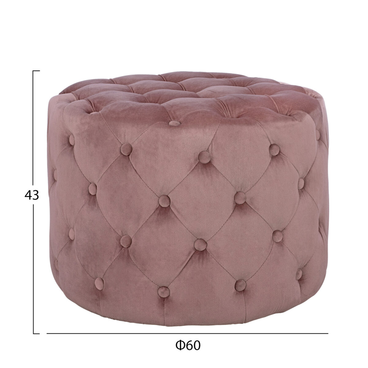 ΣΚΑΜΠΟ KASSIE  ΣΑΠΙΟ ΜΗΛΟ ΒΕΛΟΥΔΟ ΤΥΠΟΥ CHESTERFIELD LH10.8406.02 Φ60x43Υ εκ. - Image 2