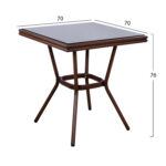 ΤΡΑΠΕΖΙ ΑΛΟΥΜΙΝΙΟΥ HARLOW 70X70X76Υ ΜΕ ΟΨΗ BAMBOO LH10.5568.03 ΚΑΦΕ ΜΕ ΓΥΑΛΙ - Image 2