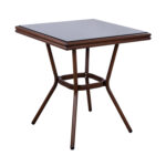ΤΡΑΠΕΖΙ ΑΛΟΥΜΙΝΙΟΥ HARLOW 70X70X76Υ ΜΕ ΟΨΗ BAMBOO LH10.5568.03 ΚΑΦΕ ΜΕ ΓΥΑΛΙ