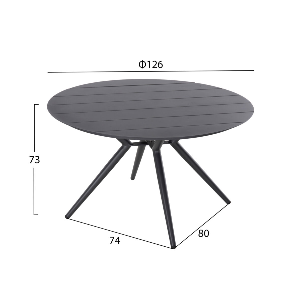 ΤΡΑΠΕΖΙ ΑΛΟΥΜΙΝΙΟΥ ΣΤΡΟΓΓΥΛΟ HIGER LH10.6061.03 ΑΝΘΡΑΚΙ Φ126Χ73Υεκ. - Image 2