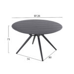 ΤΡΑΠΕΖΙ ΑΛΟΥΜΙΝΙΟΥ ΣΤΡΟΓΓΥΛΟ HIGER LH10.6061.03 ΑΝΘΡΑΚΙ Φ126Χ73Υεκ. - Image 2