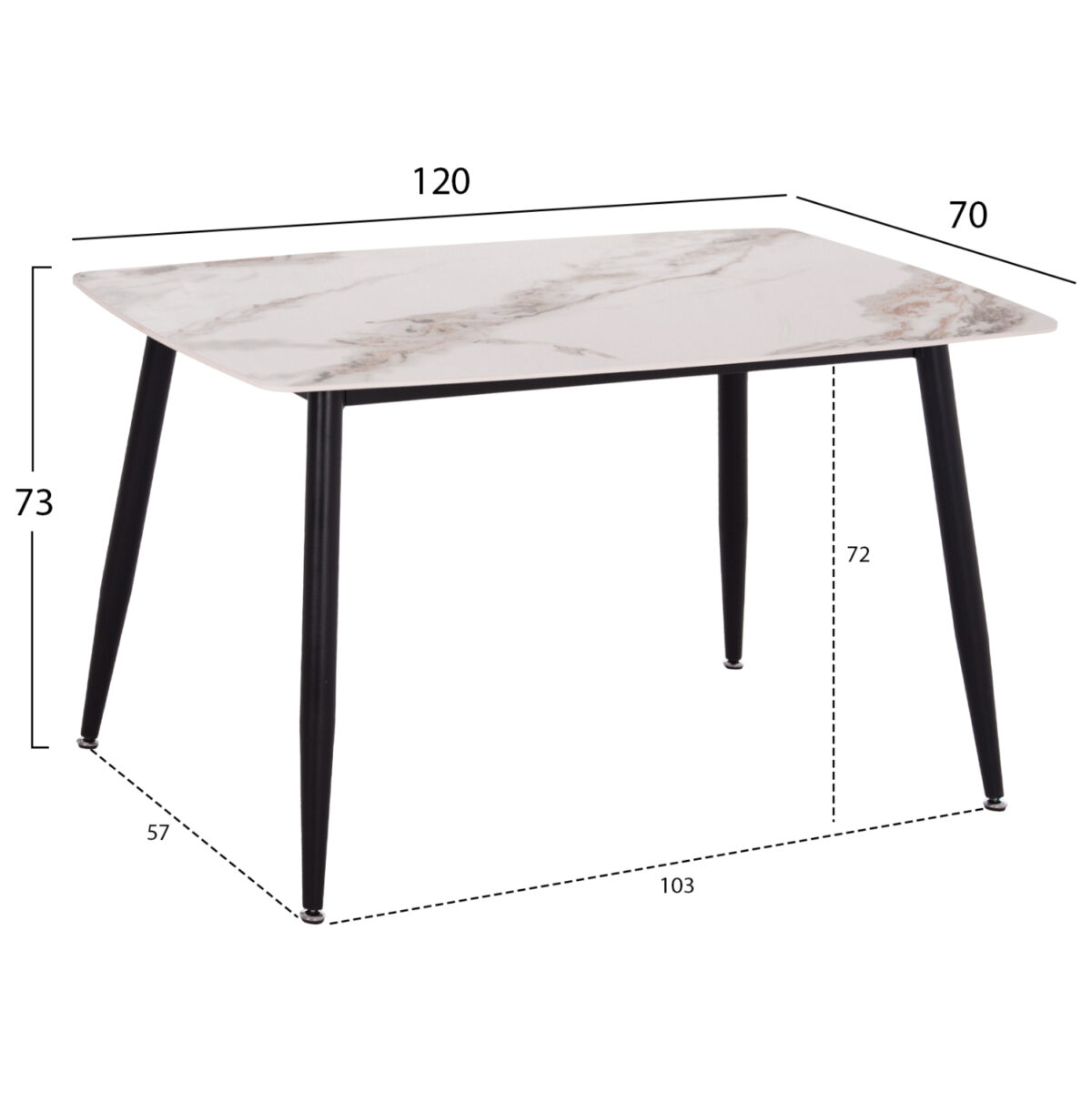 ΤΡΑΠΕΖΙ RAVEN LH10.9854.04 ΚΕΡΑΜΙΚΟ TOP ΜΕ ΟΨΗ ΜΑΡΜΑΡΟΥ τ.CALACATTA 120x70x73Υεκ. - Image 2