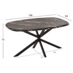 ΤΡΑΠΕΖΙ ΟΒΑΛ RODDEN LH10.11903.02 ΜΕ WERZALIT BLACK/GOLD MARBLE-ΜΑΥΡΗ ΒΑΣΗ 146x94x75Υεκ - Image 2
