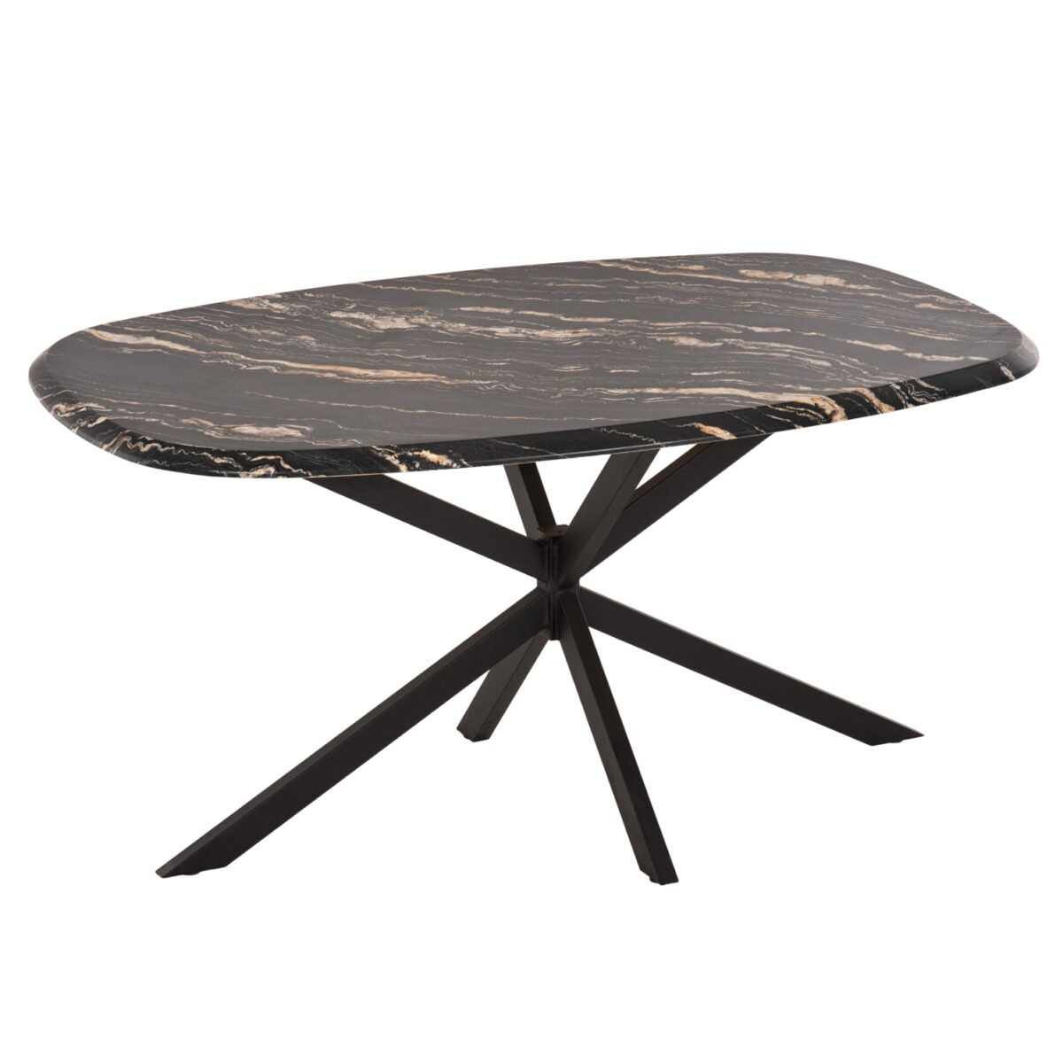 trapezi-obal-fb91190302-me-werzalit-blac ΤΡΑΠΕΖΙ ΟΒΑΛ RODDEN LH10.11903.02 ΜΕ WERZALIT BLACK/GOLD MARBLE-ΜΑΥΡΗ ΒΑΣΗ 146x94x75Υεκ - Image 1