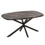 ΤΡΑΠΕΖΙ ΟΒΑΛ RODDEN LH10.11903.02 ΜΕ WERZALIT BLACK/GOLD MARBLE-ΜΑΥΡΗ ΒΑΣΗ 146x94x75Υεκ