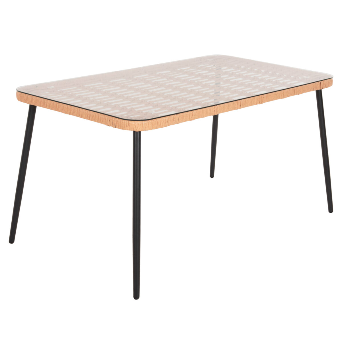 ΤΡΑΠΕΖΙ ΟΡΘΟΓΩΝΙΟ ALLEGRA LH10.5537.11 ΜΕΤΑΛ.ΜΑΥΡΟ-P.E. RATTAN ΦΥΣΙΚΟ 139,5x79,5x73Υεκ. - Image 1