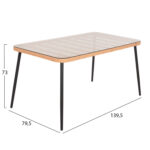ΤΡΑΠΕΖΙ ΟΡΘΟΓΩΝΙΟ ALLEGRA LH10.5537.11 ΜΕΤΑΛ.ΜΑΥΡΟ-P.E. RATTAN ΦΥΣΙΚΟ 139,5x79,5x73Υεκ. - Image 2