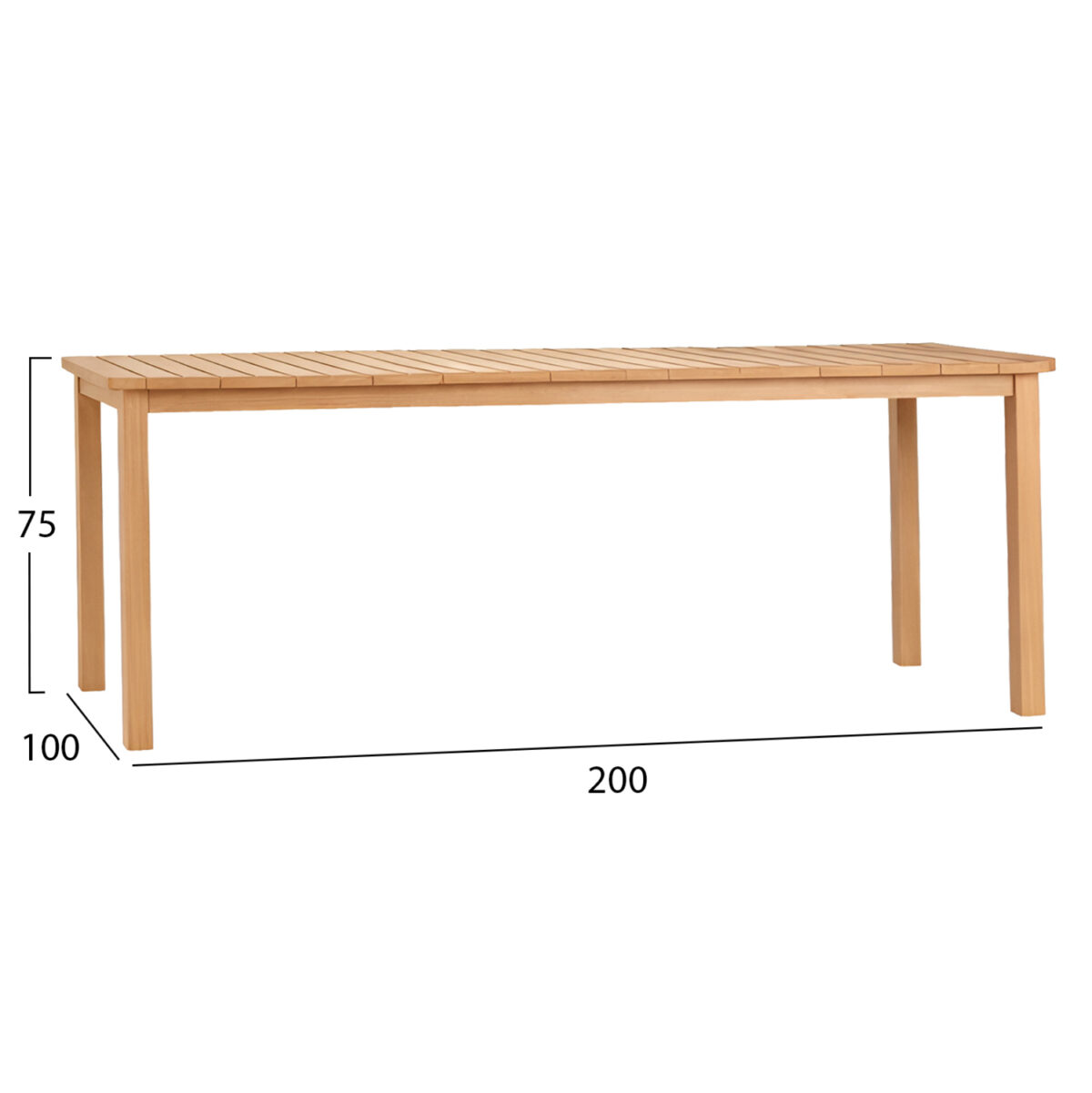 ΤΡΑΠΕΖΙ ΟΡΘΟΓΩΝΙΟ FINTO LH10.6616 ΞΥΛΟ TEAK--ΦΥΣΙΚΟ 200x100x75Υεκ. - Image 2