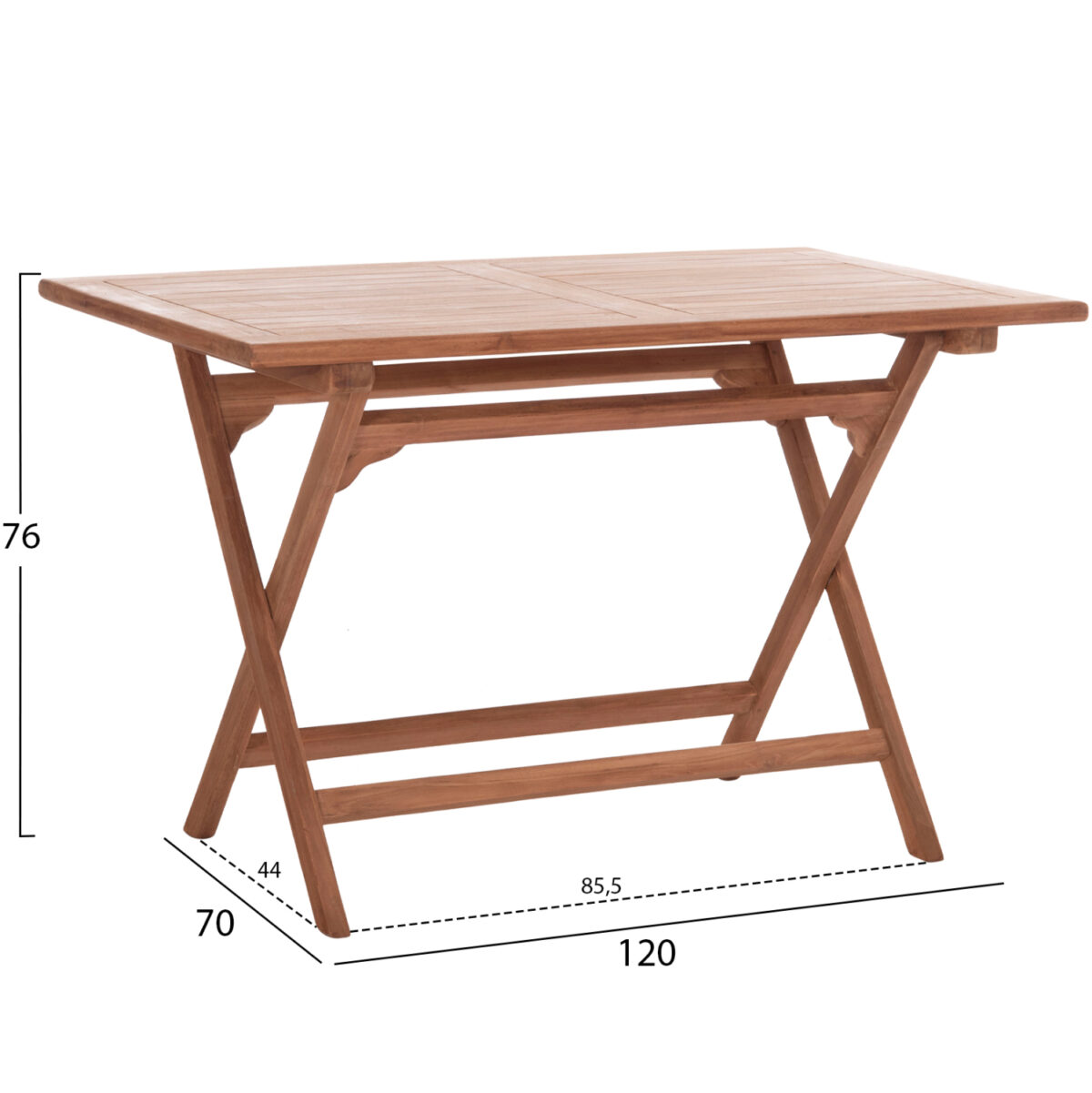 ΤΡΑΠΕΖΙ ΠΤΥΣΣΟΜΕΝΟ ΟΡΘΟΓΩΝΙΟ ERIS LH10.18117 ΞΥΛΟ TEAK--ΦΥΣΙΚΟ 120x70x76Υεκ. - Image 2